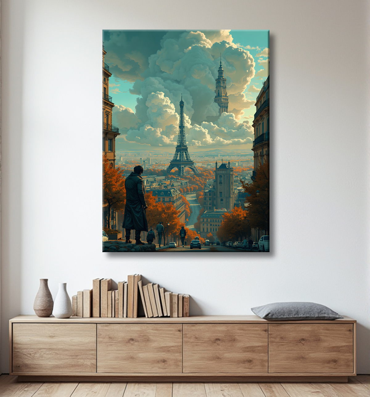 Tableau de Paris SF futuriste avec decor