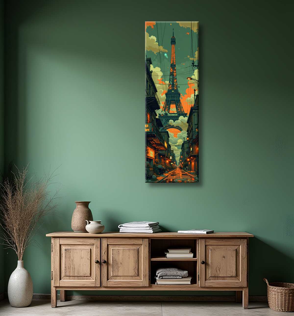 Tableau de Paris SF futuriste avec decor