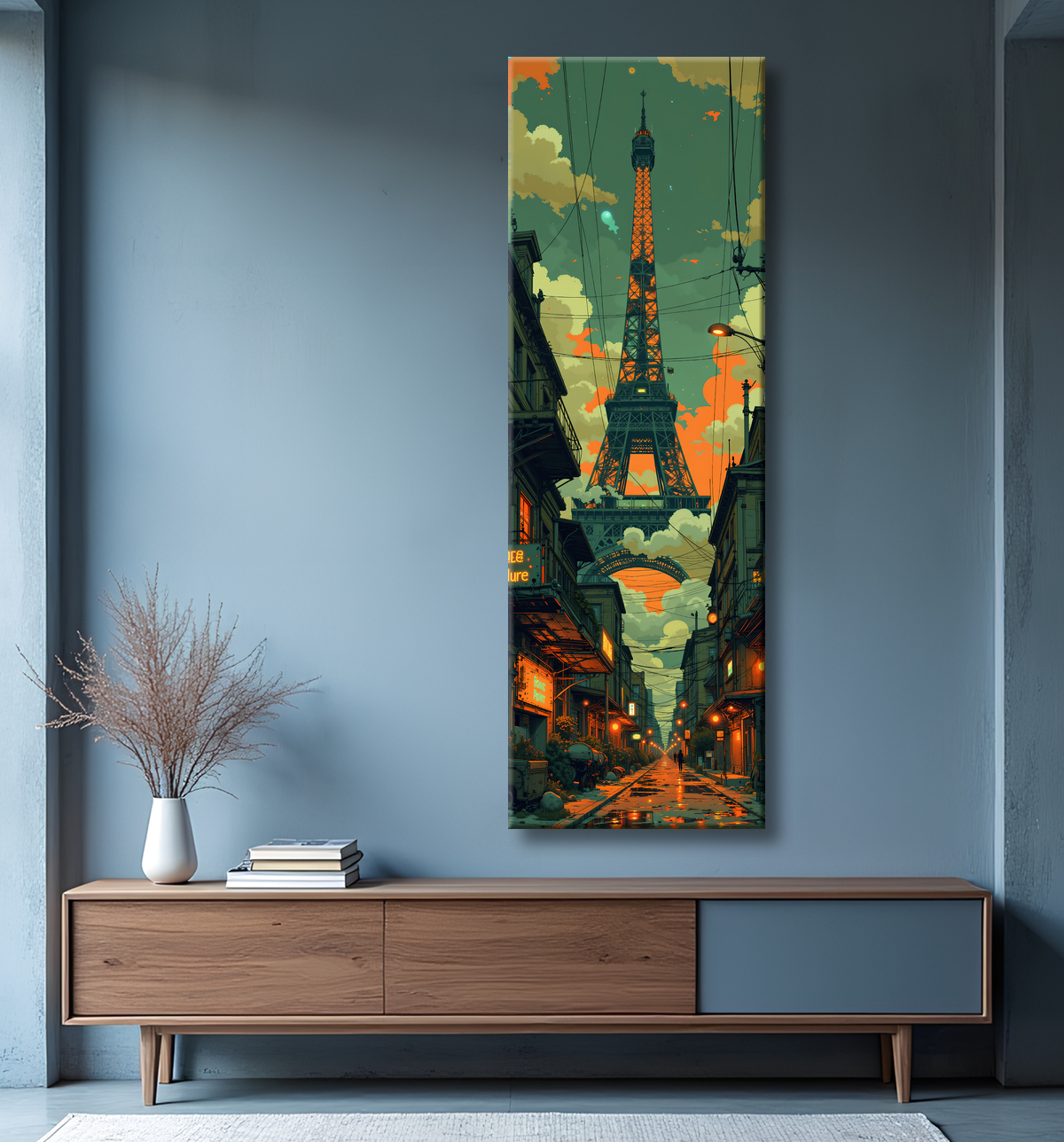 Tableau de Paris SF futuriste avec decor