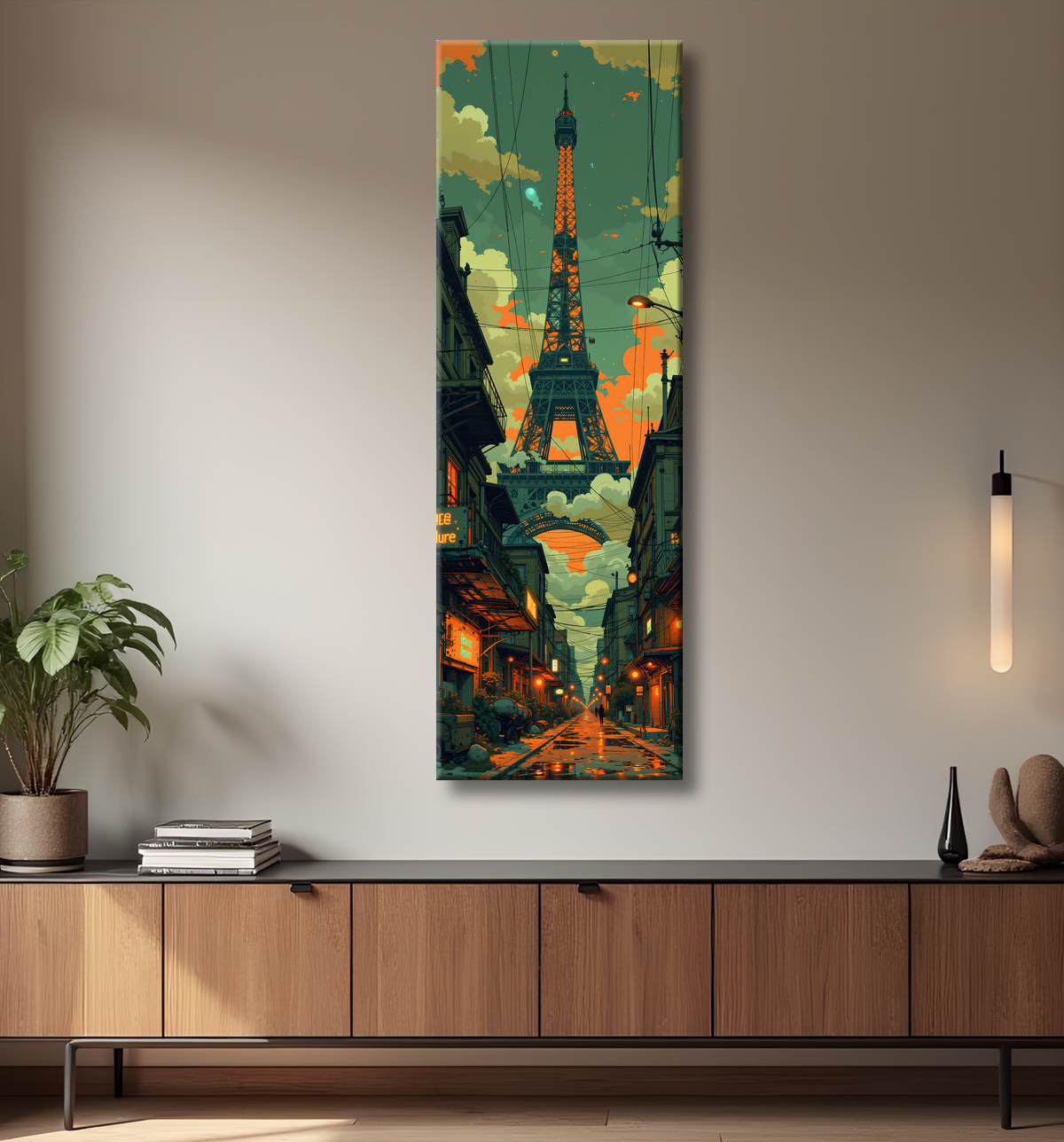 Tableau de Paris SF futuriste avec decor