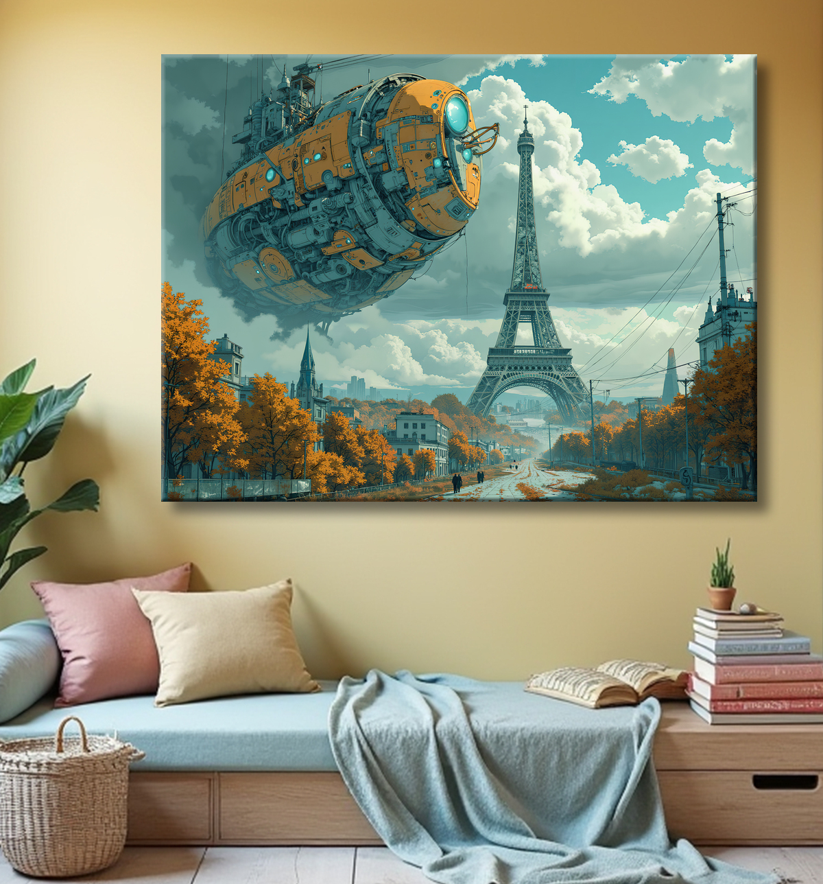 Tableau de Paris SF futuriste avec decor