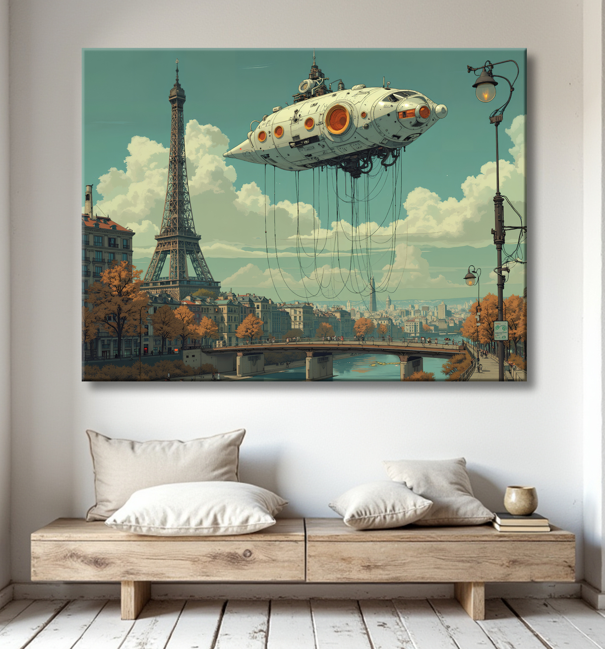 Tableau de Paris SF futuriste avec decor