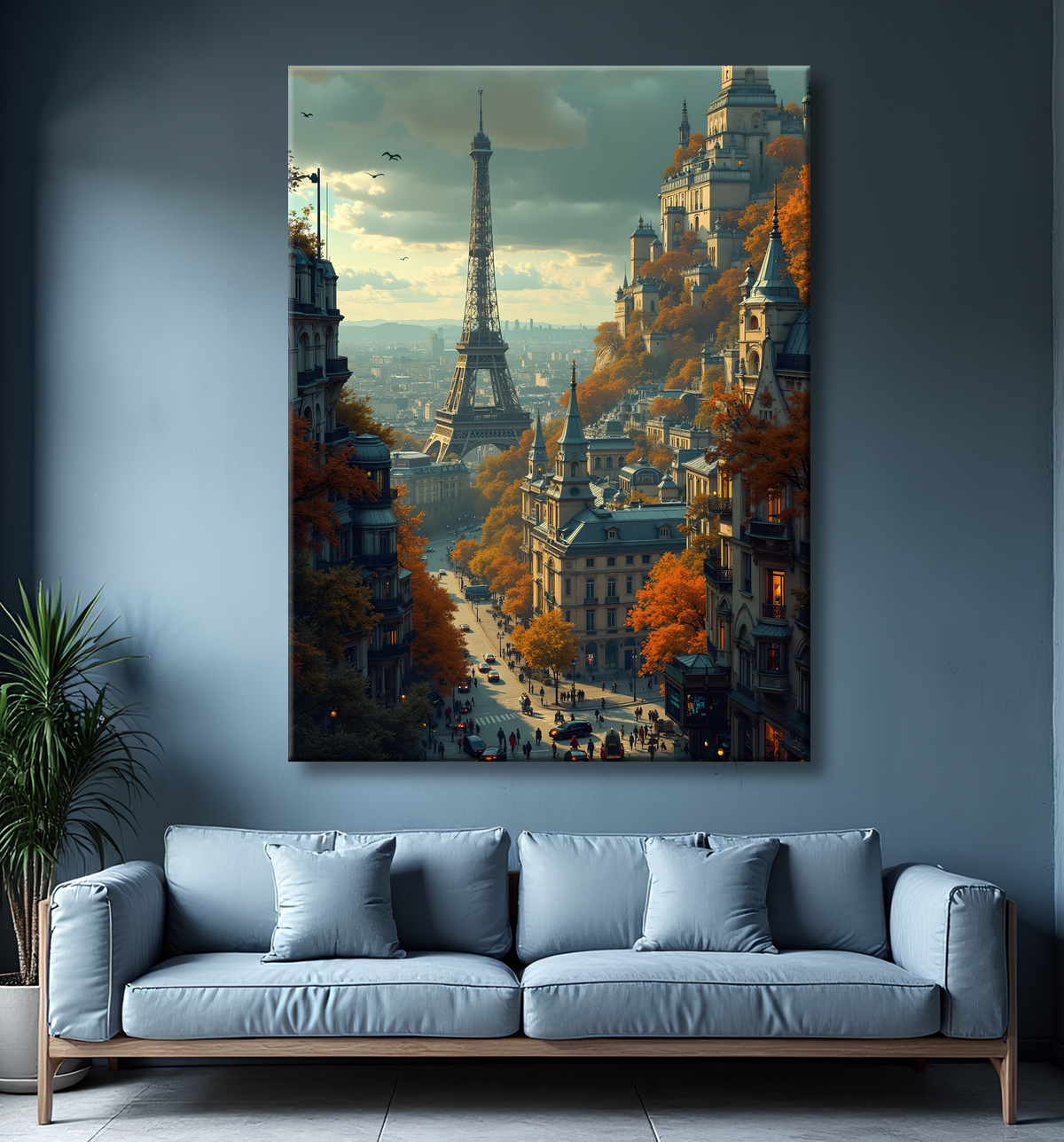 Tableau de Paris SF futuriste avec decor