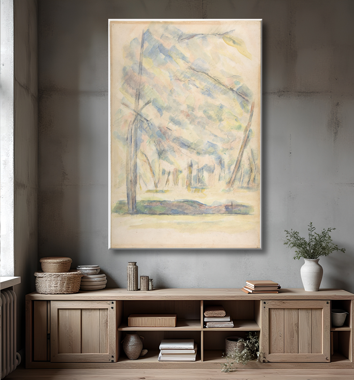 Reproduction Paysage (recto) ; Croquis de rochers (?) (verso) de Paul Cézanne avec decor