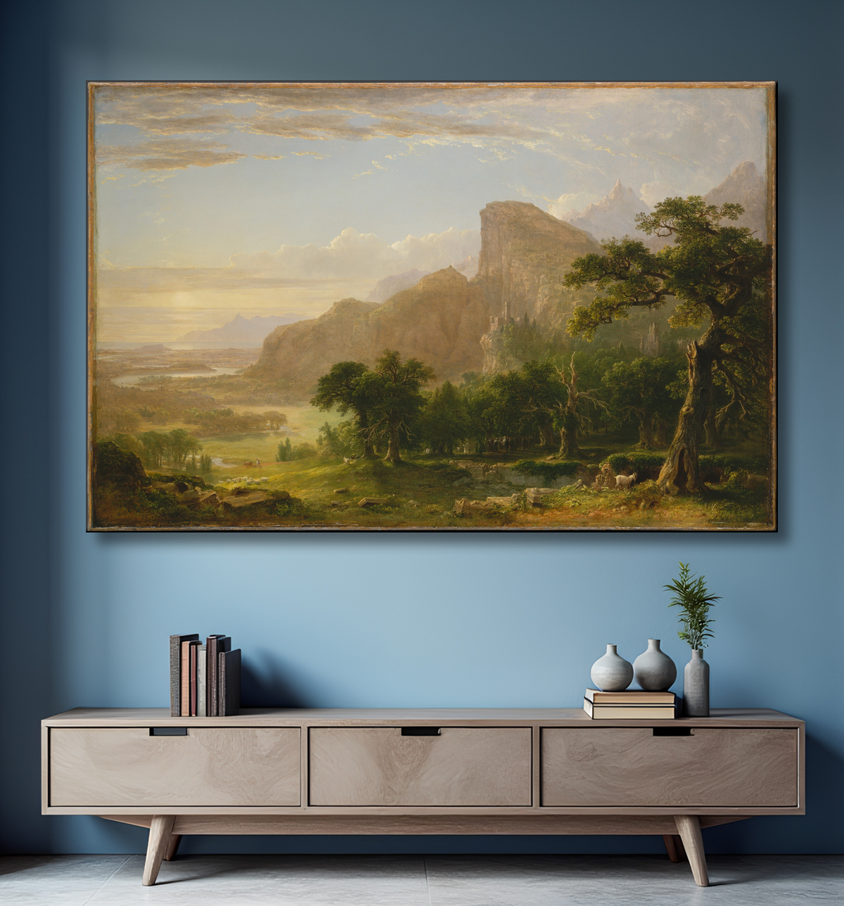 Reproduction Paysage – Scène de « Thanatopsis » de Asher Brown Durand avec decor