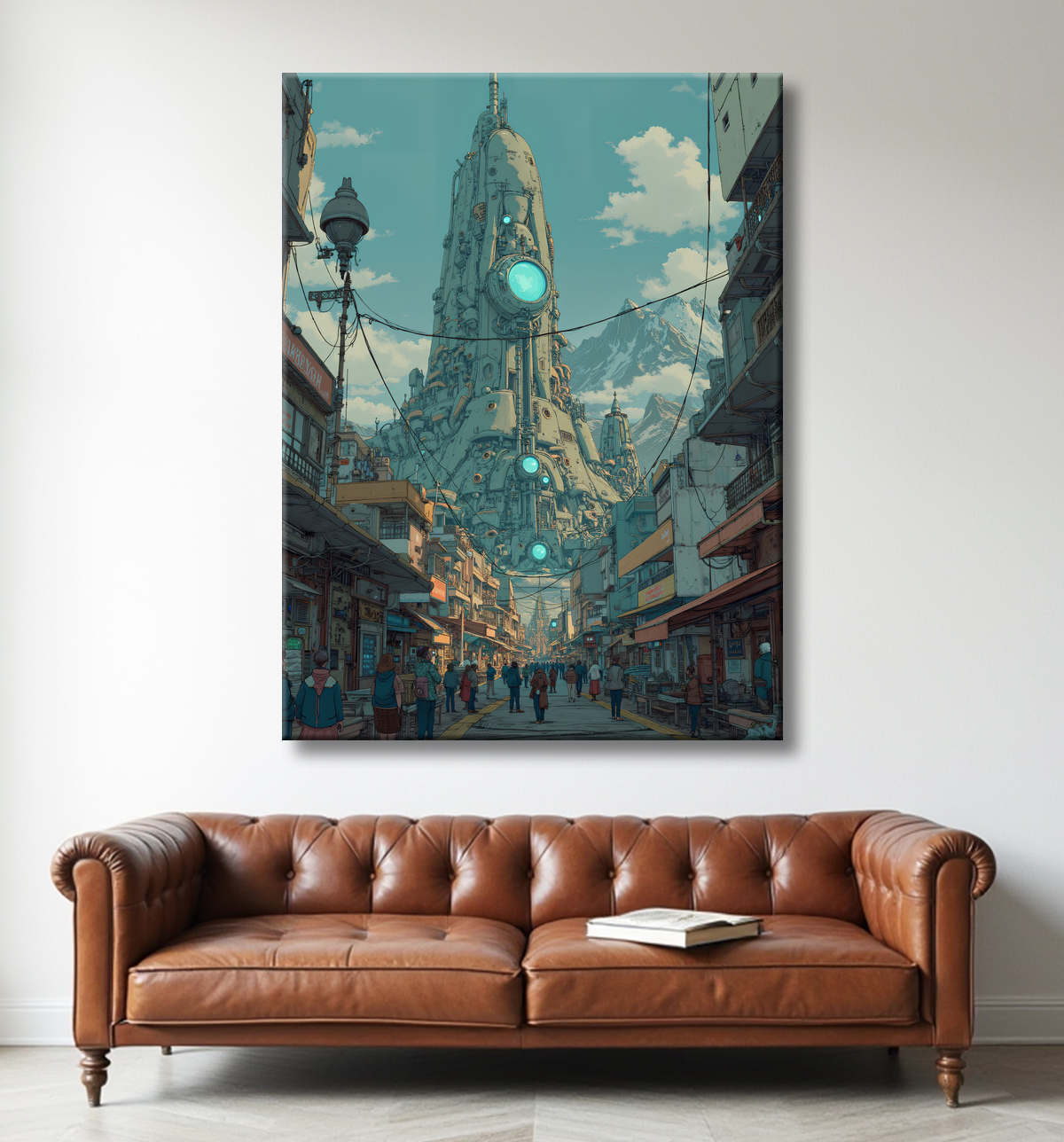 Paysage futuriste sombre et organique avec decor