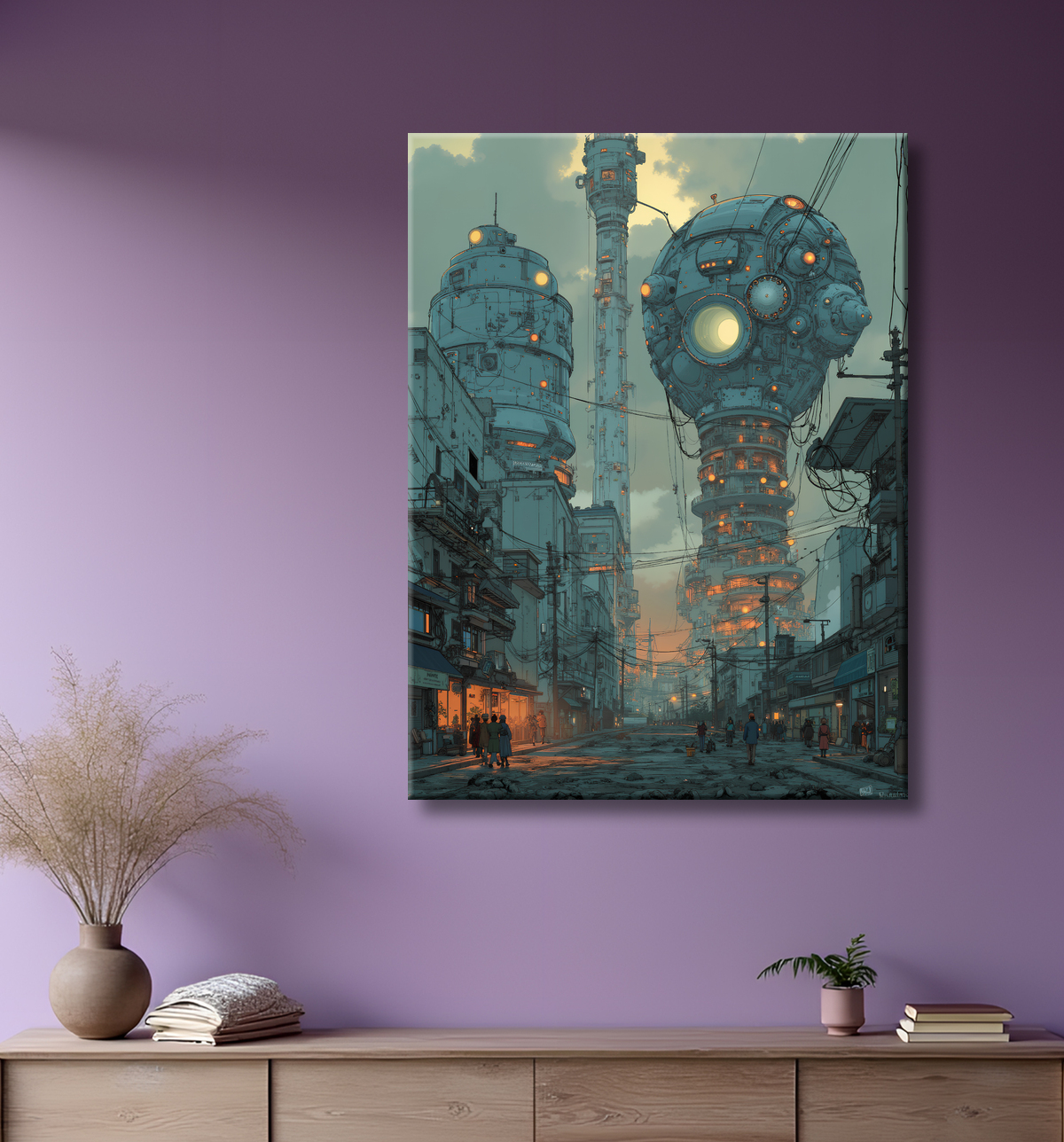 Paysage futuriste sombre et organique avec decor