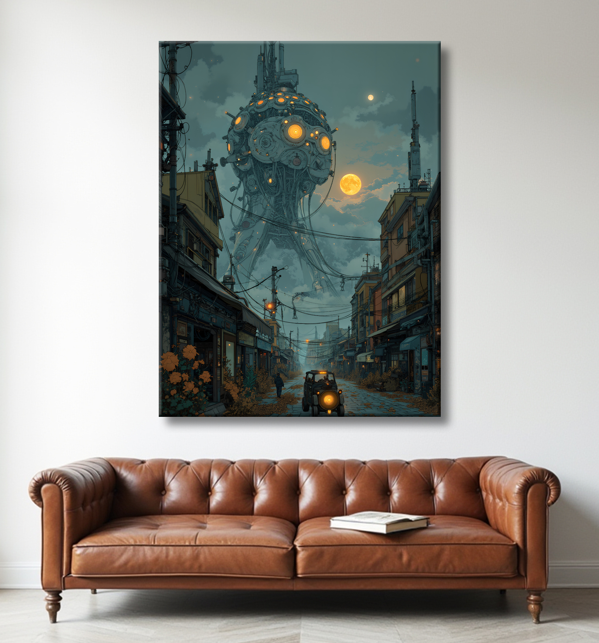 Paysage futuriste sombre et organique avec decor