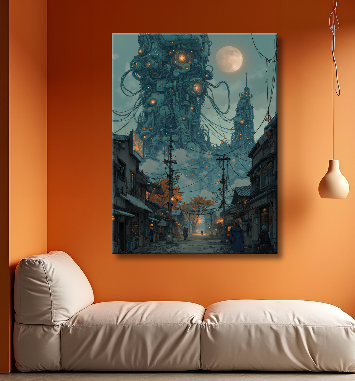 Paysage futuriste sombre et organique avec decor