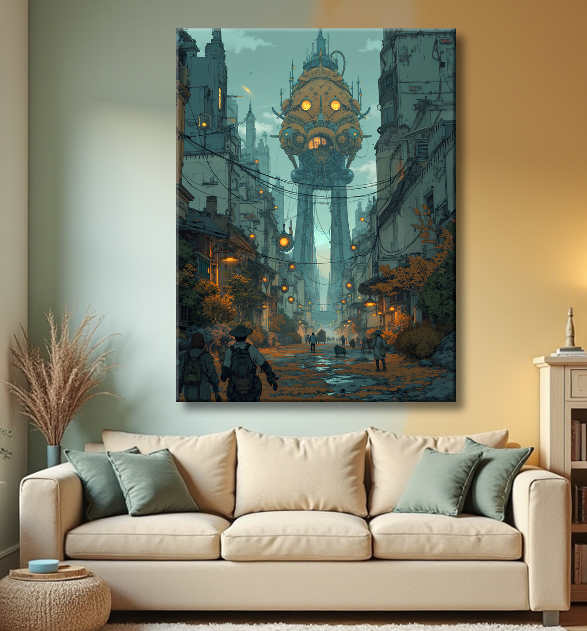 Paysage futuriste sombre et organique avec decor