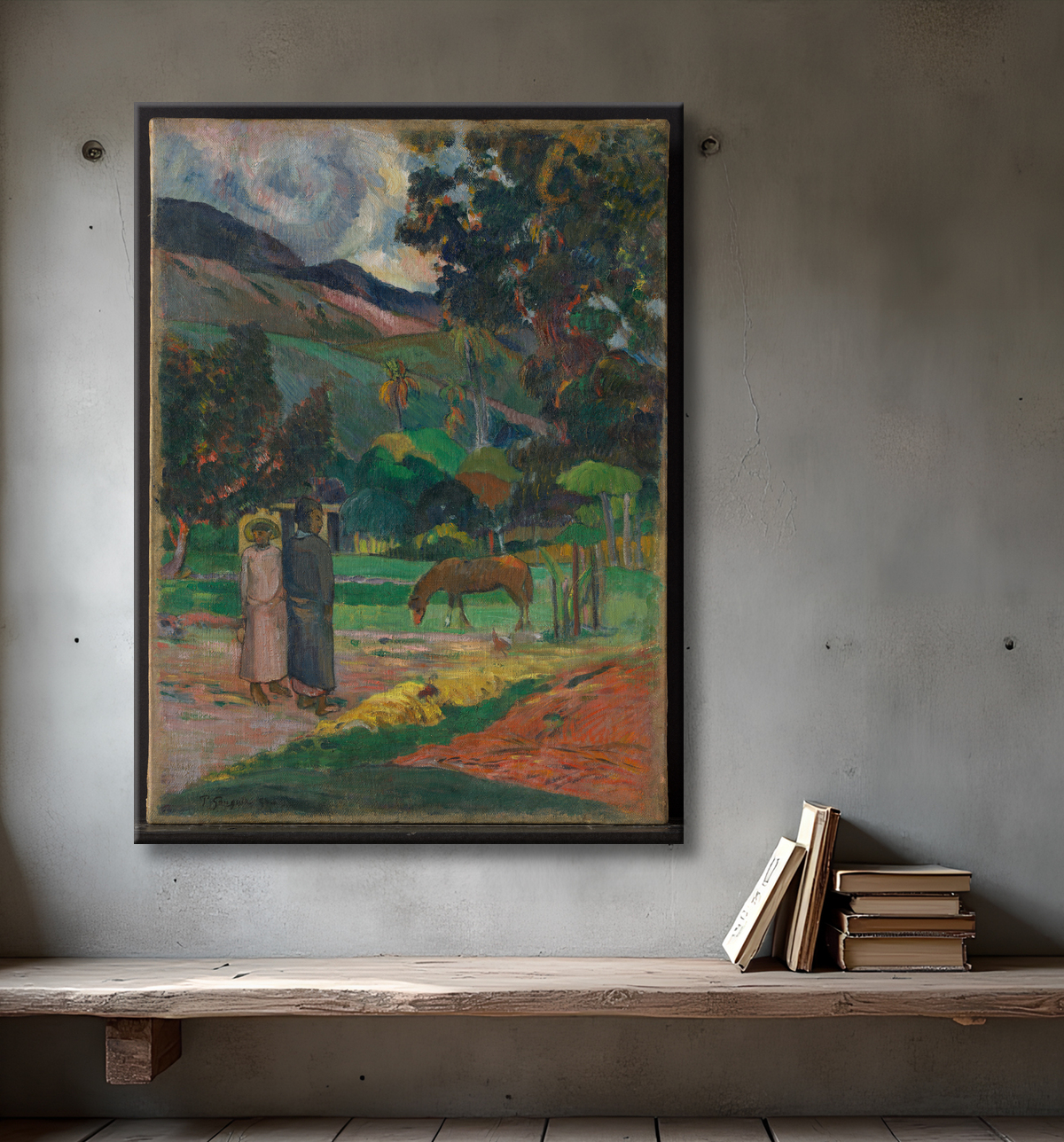 Reproduction Paysage tahitien de Paul Gauguin avec decor
