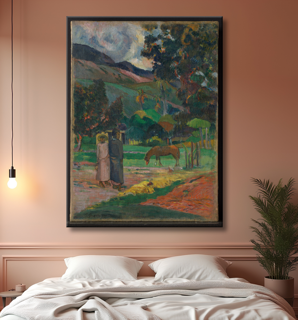 Reproduction Paysage tahitien de Paul Gauguin avec decor