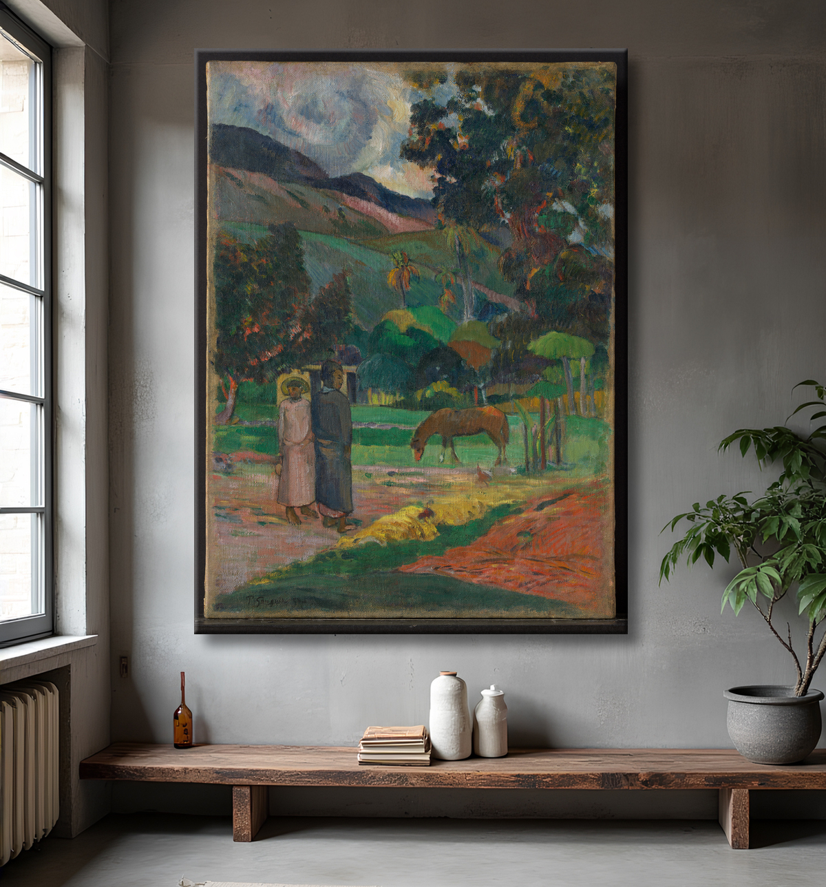 Reproduction Paysage tahitien de Paul Gauguin avec decor