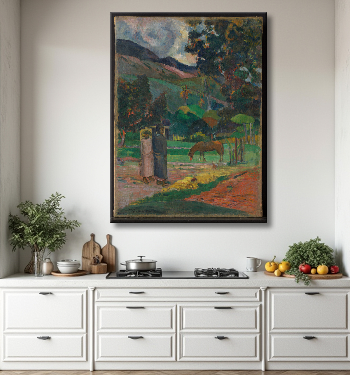 Reproduction Paysage tahitien de Paul Gauguin avec decor