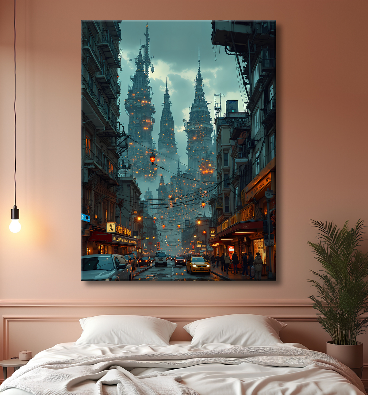 Tableau urbain futuriste : Métropole imaginaire impressionnante avec decor