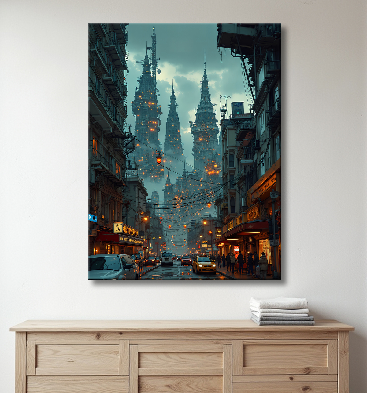 Tableau urbain futuriste : Métropole imaginaire impressionnante avec decor