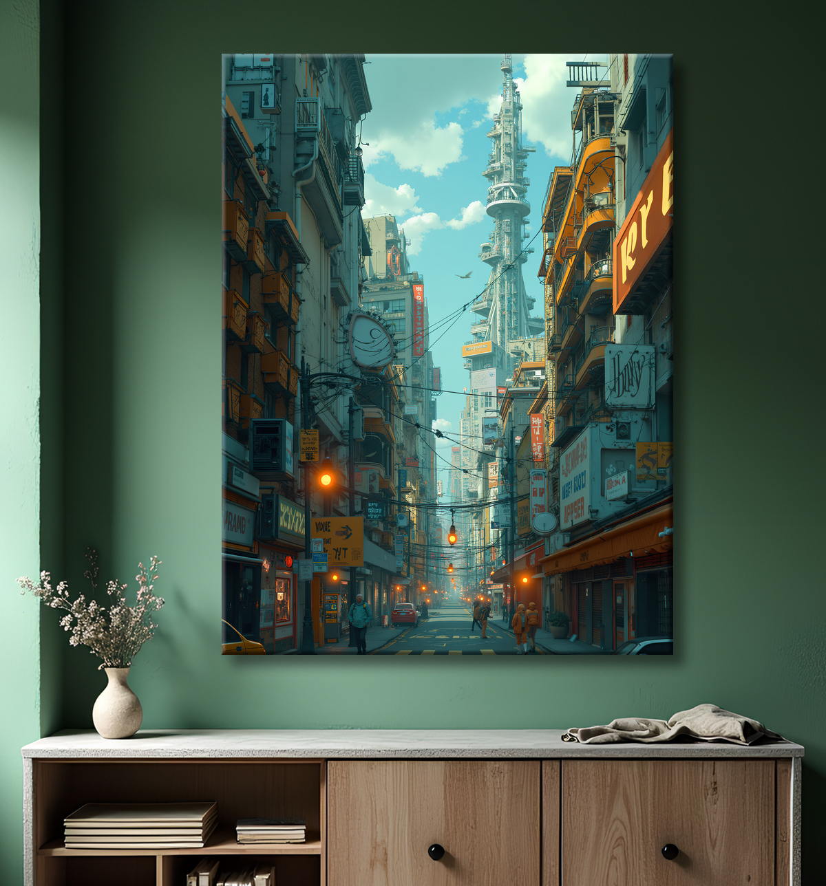 Tableau urbain futuriste : Métropole imaginaire impressionnante avec decor