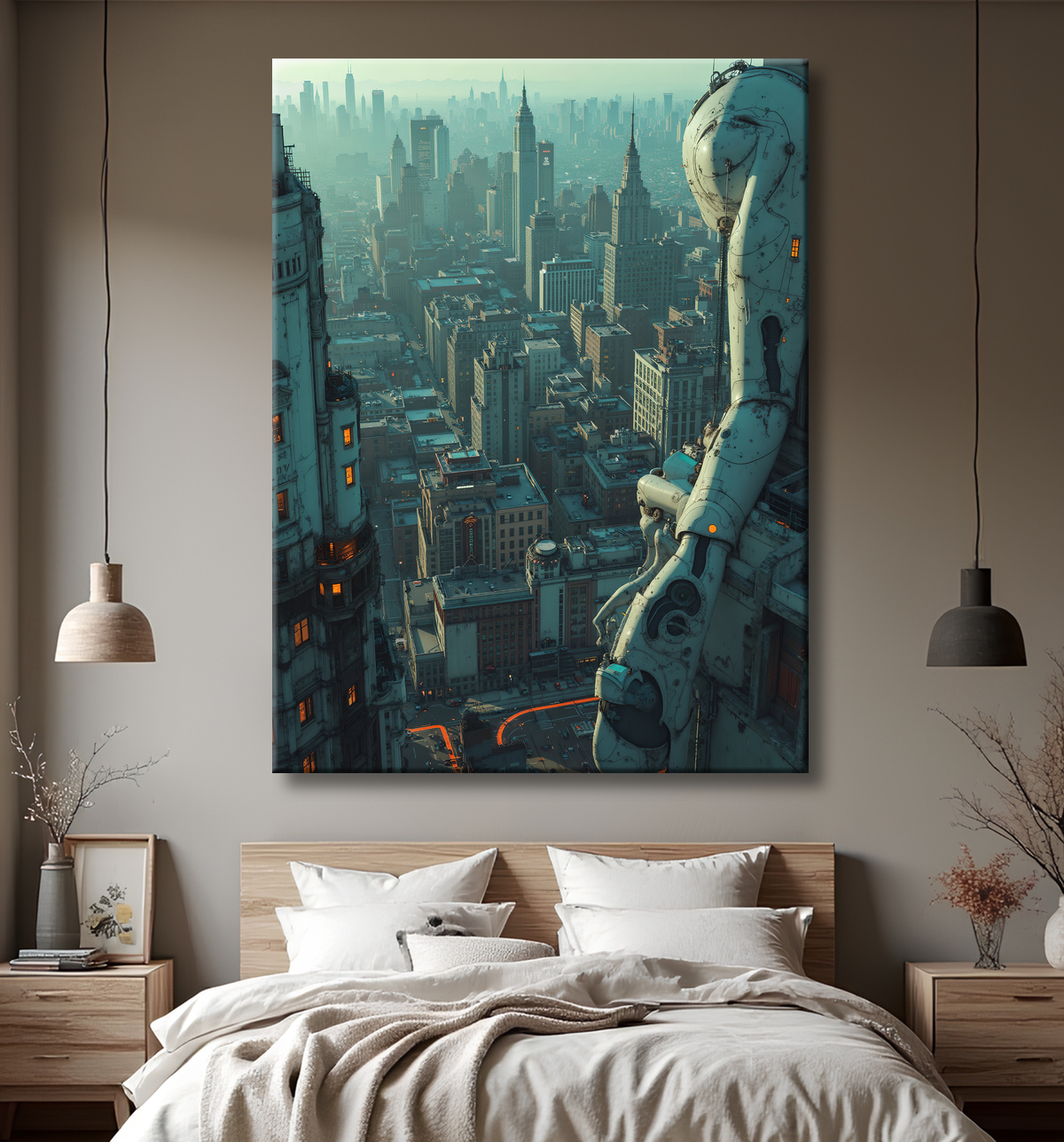 Tableau urbain futuriste : Métropole imaginaire impressionnante avec decor