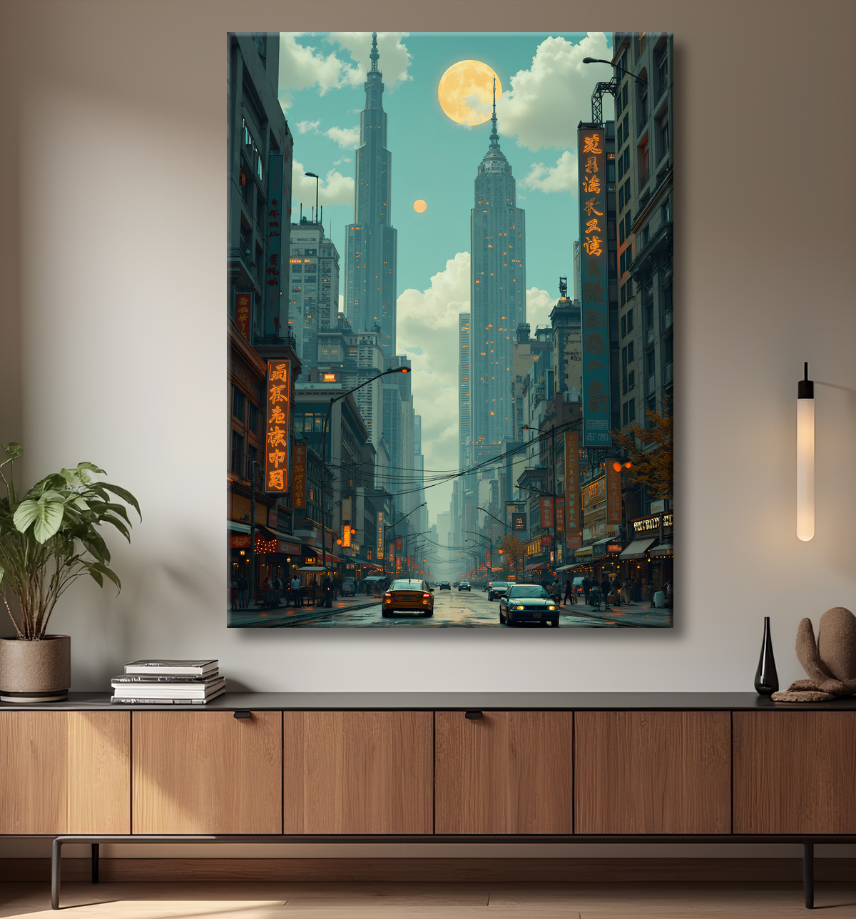 Tableau urbain futuriste : Métropole imaginaire impressionnante avec decor