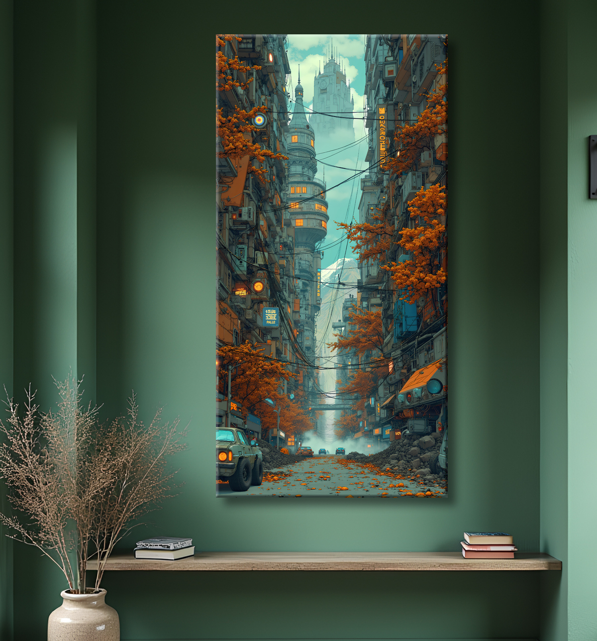 Tableau urbain futuriste : Métropole imaginaire impressionnante avec decor