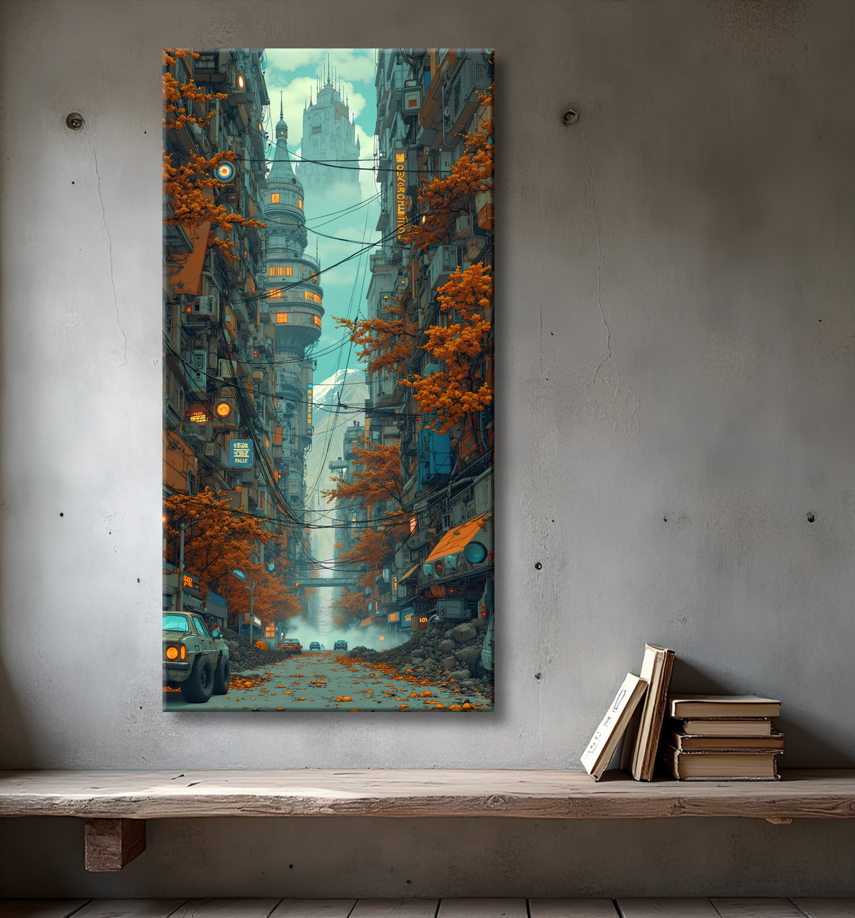 Tableau urbain futuriste : Métropole imaginaire impressionnante avec decor