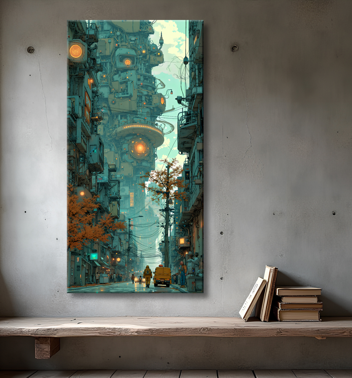 Tableau urbain futuriste : Métropole imaginaire impressionnante avec decor