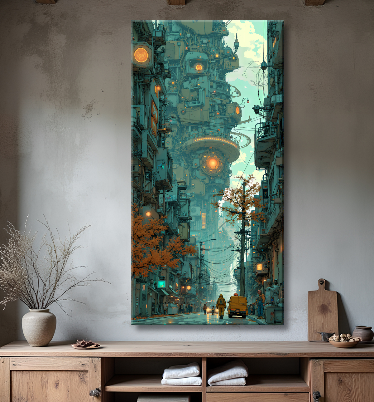 Tableau urbain futuriste : Métropole imaginaire impressionnante avec decor