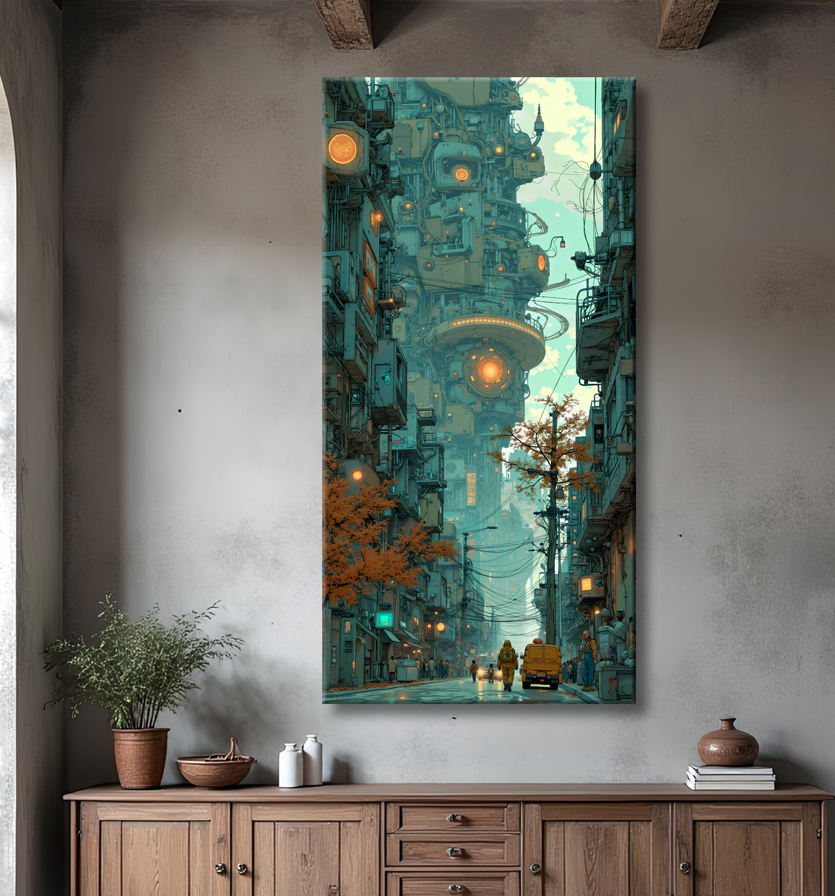 Tableau urbain futuriste : Métropole imaginaire impressionnante avec decor