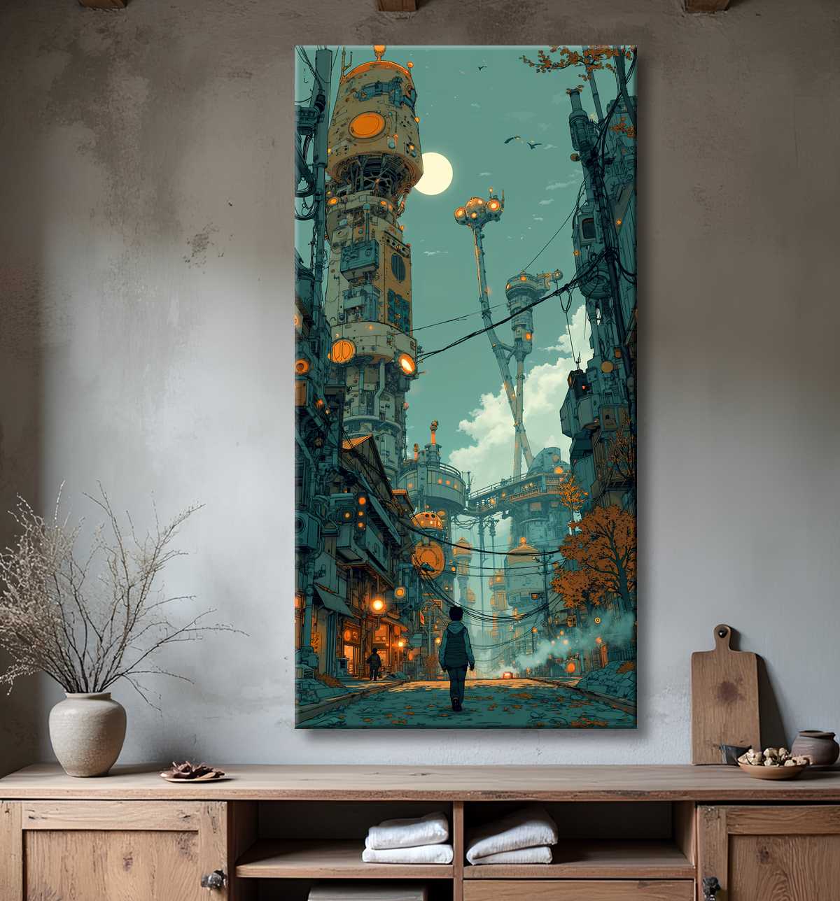 Tableau urbain futuriste : Métropole imaginaire impressionnante avec decor