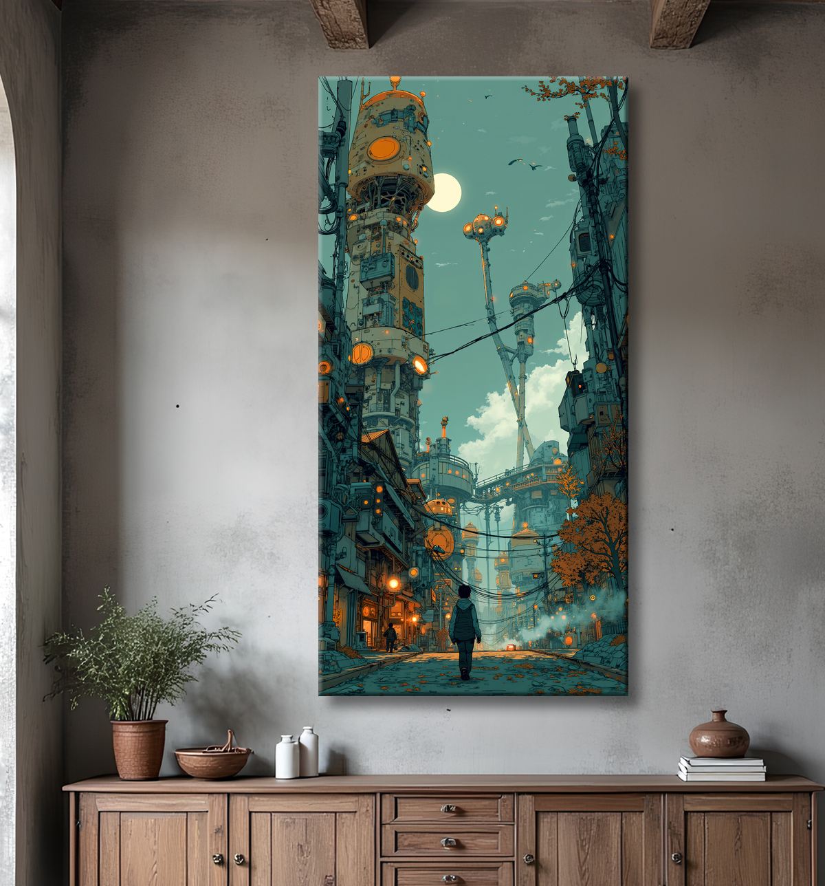 Tableau urbain futuriste : Métropole imaginaire impressionnante avec decor