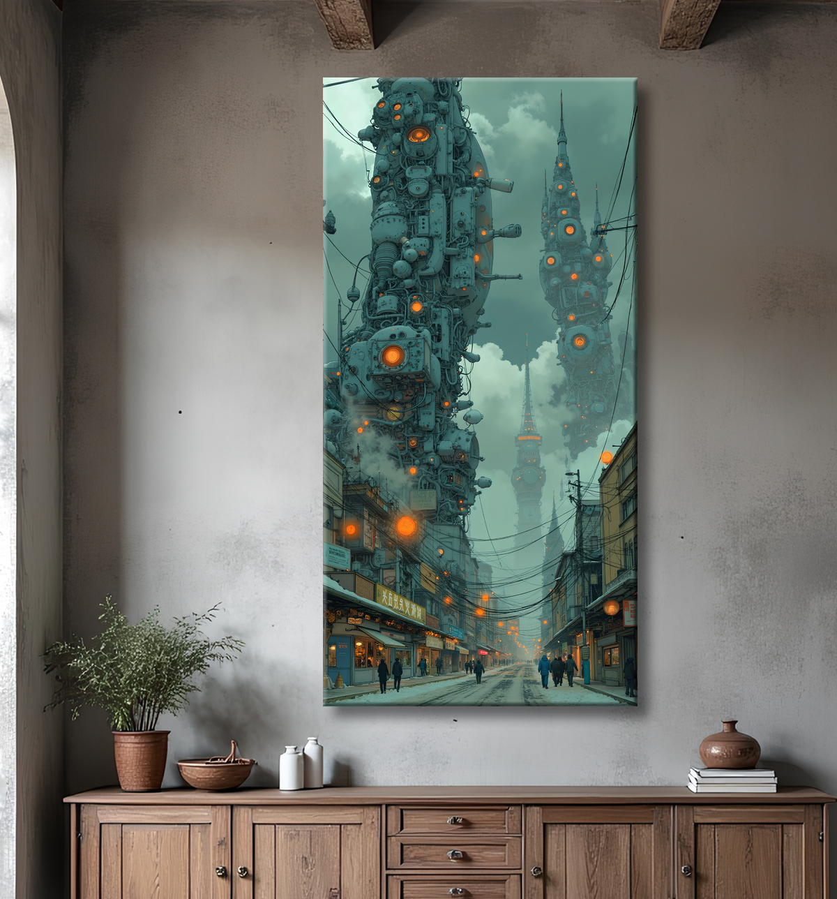 Tableau urbain futuriste : Métropole imaginaire impressionnante avec decor