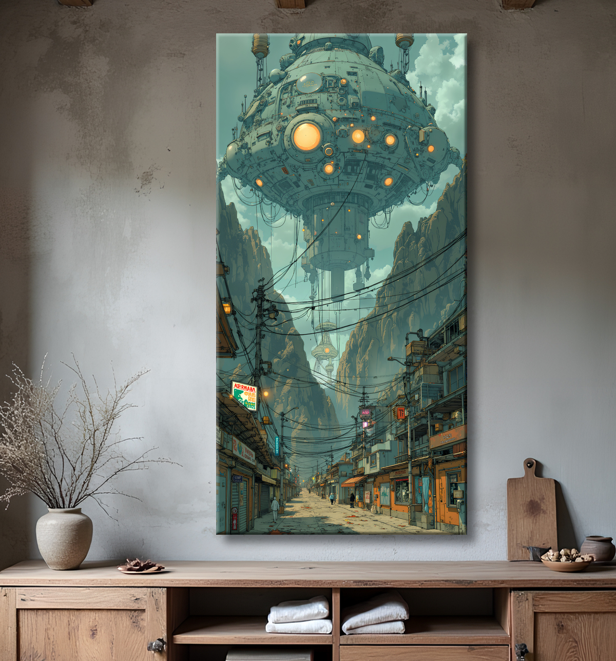 Tableau urbain futuriste : Métropole imaginaire impressionnante avec decor