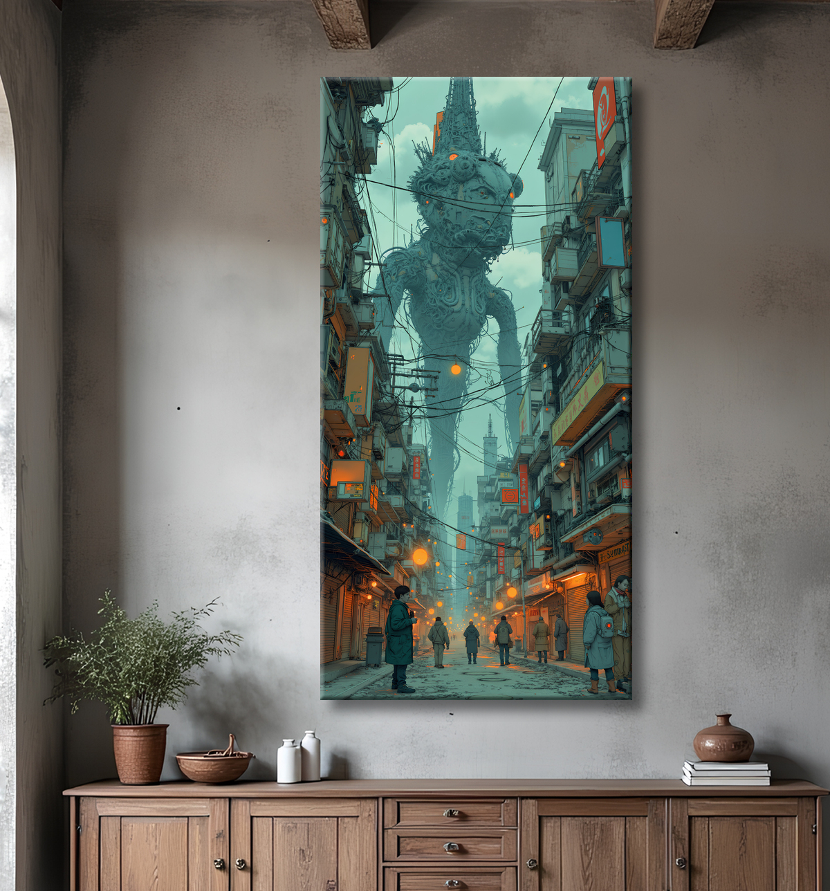 Tableau urbain futuriste : Métropole imaginaire impressionnante avec decor