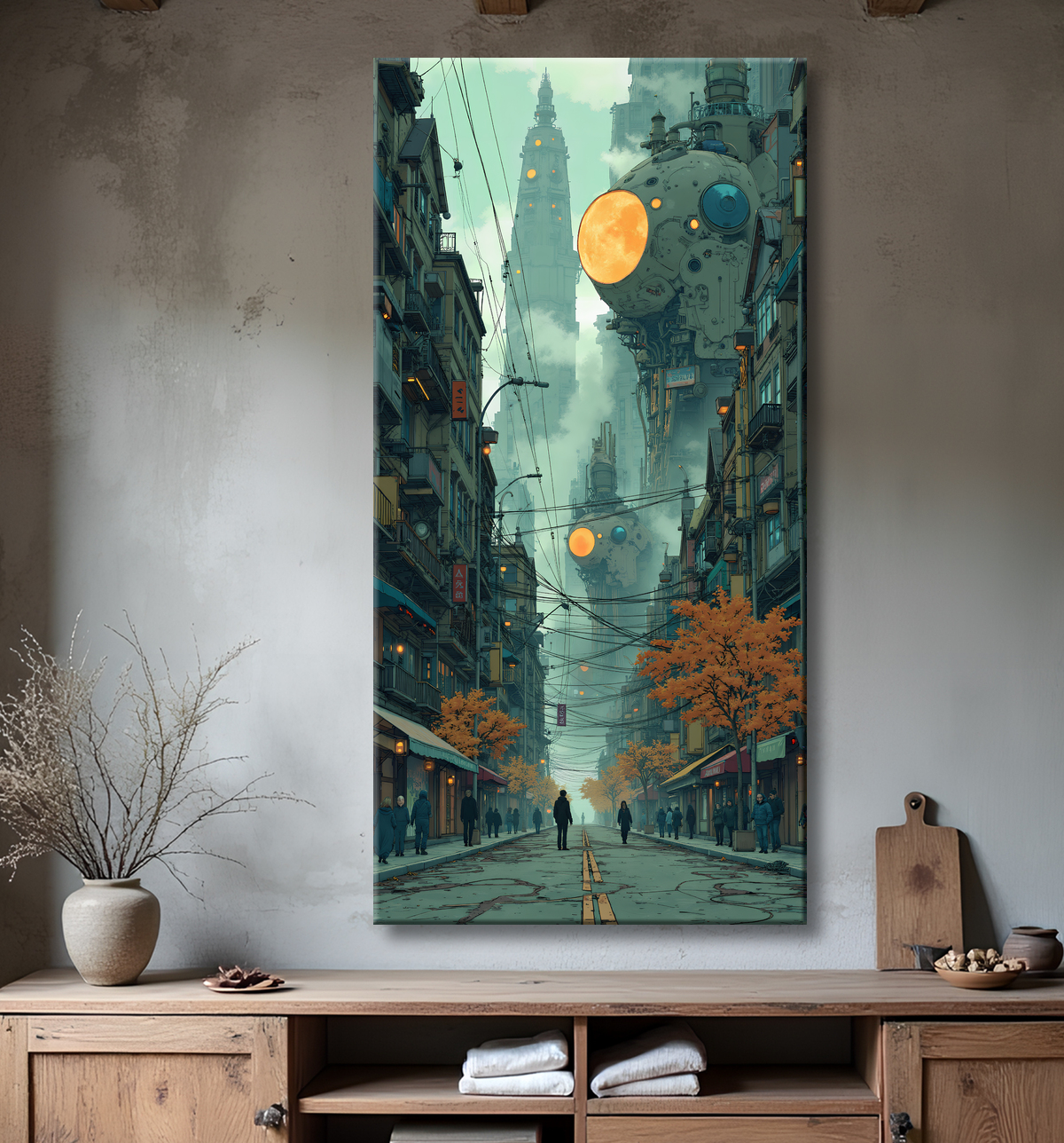 Tableau urbain futuriste : Métropole imaginaire impressionnante avec decor