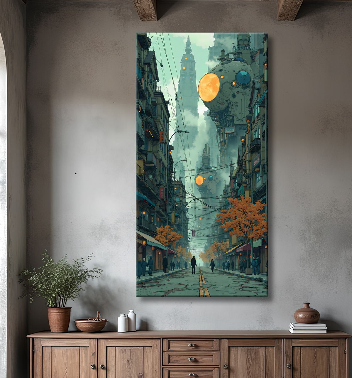 Tableau urbain futuriste : Métropole imaginaire impressionnante avec decor