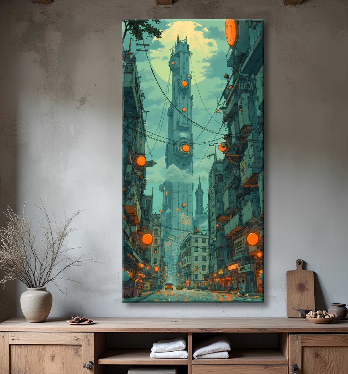 Tableau urbain futuriste : Métropole imaginaire impressionnante avec decor