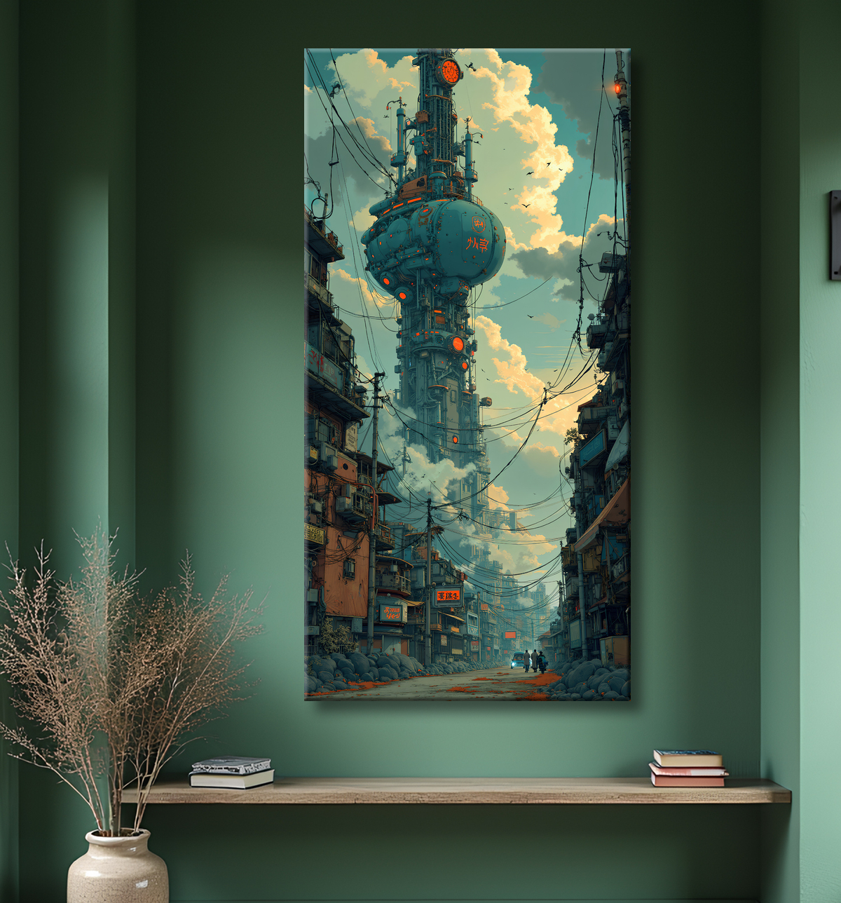 Tableau urbain futuriste : Métropole imaginaire impressionnante avec decor