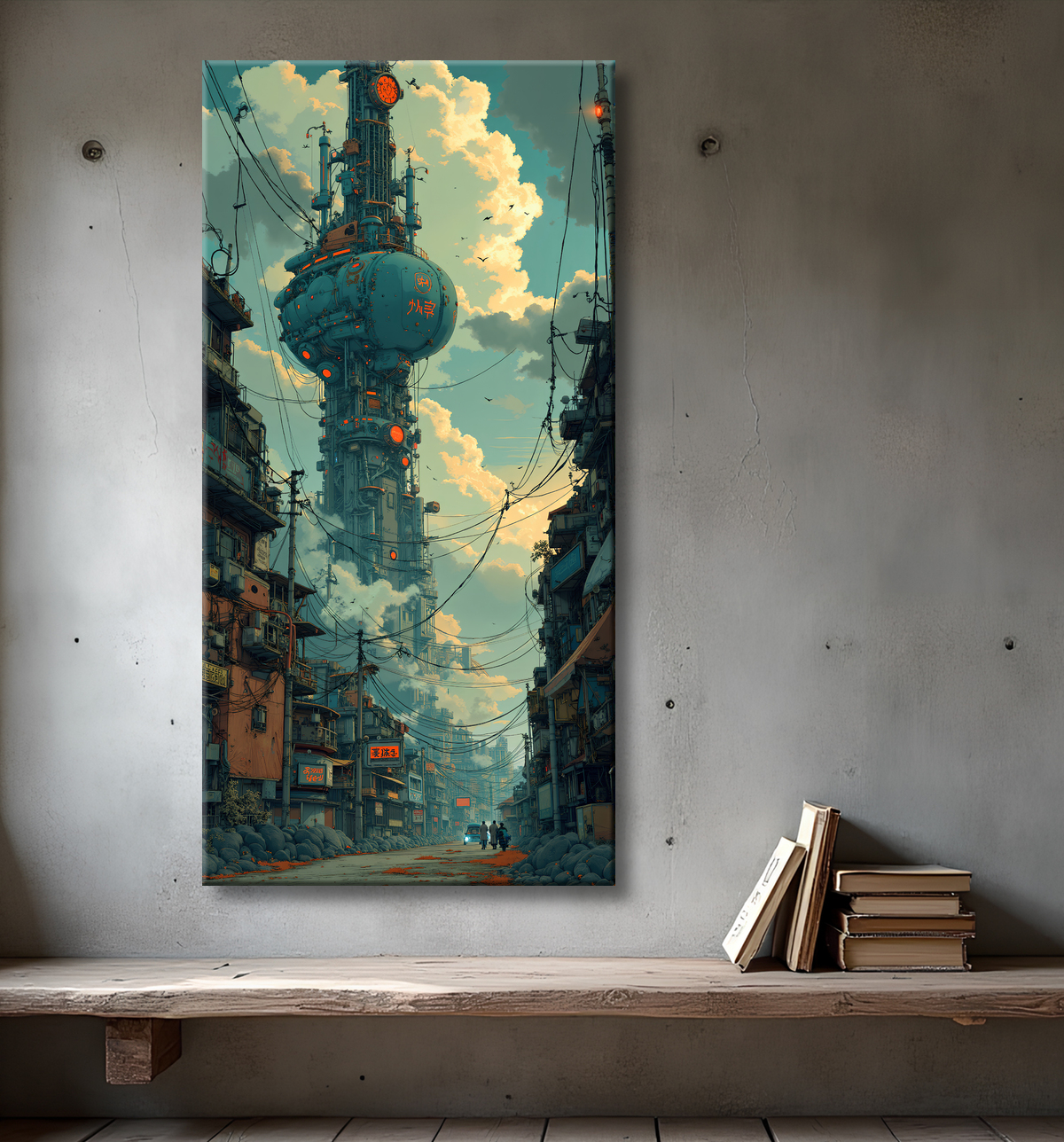 Tableau urbain futuriste : Métropole imaginaire impressionnante avec decor