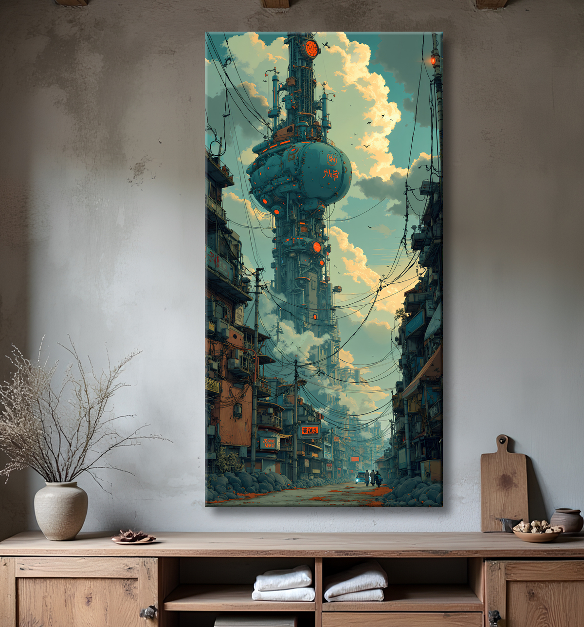 Tableau urbain futuriste : Métropole imaginaire impressionnante avec decor