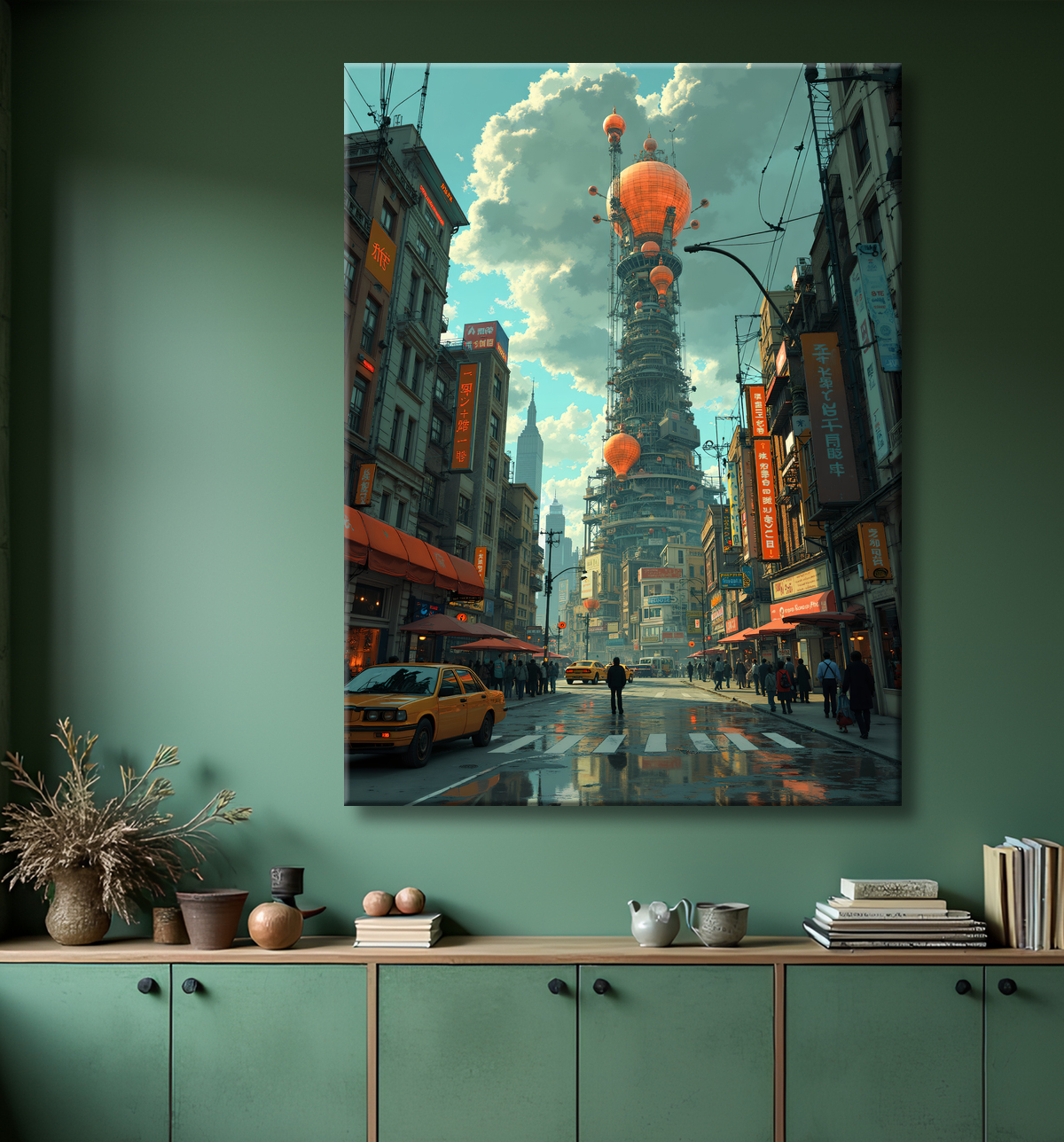 Tableau urbain futuriste : Métropole imaginaire impressionnante avec decor