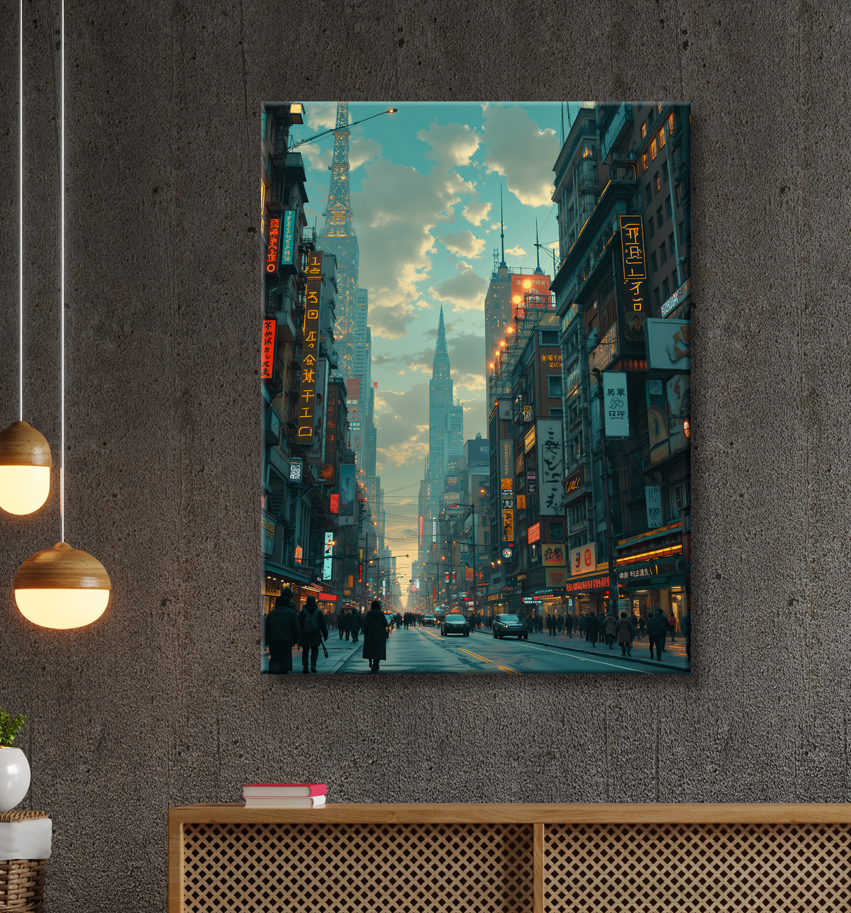 Tableau urbain futuriste : Métropole imaginaire impressionnante avec decor