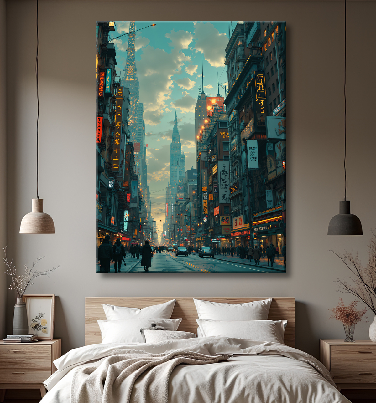 Tableau urbain futuriste : Métropole imaginaire impressionnante avec decor