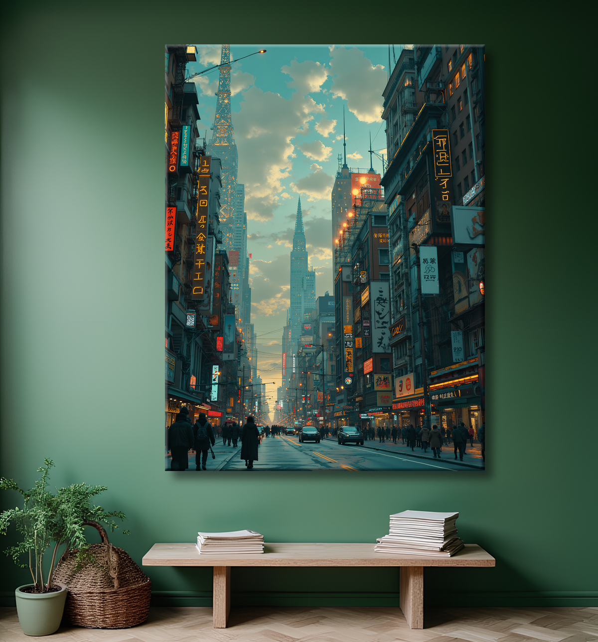 Tableau urbain futuriste : Métropole imaginaire impressionnante avec decor