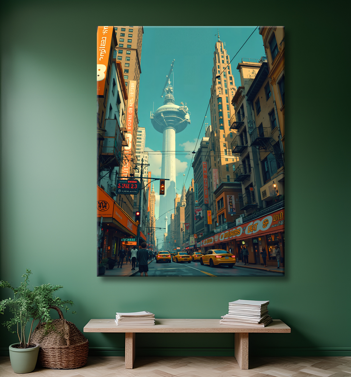 Tableau urbain futuriste : Métropole imaginaire impressionnante avec decor