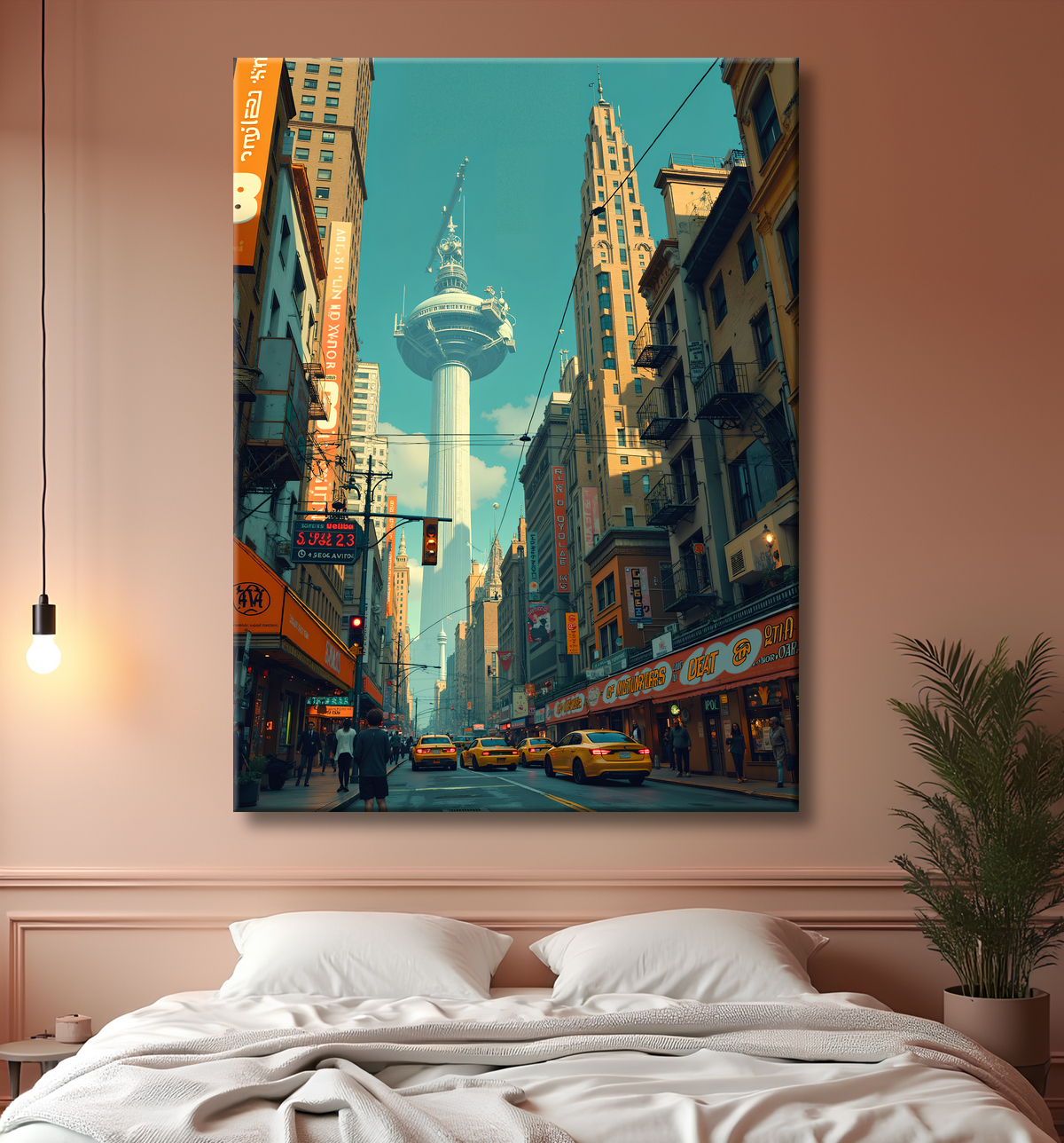 Tableau urbain futuriste : Métropole imaginaire impressionnante avec decor