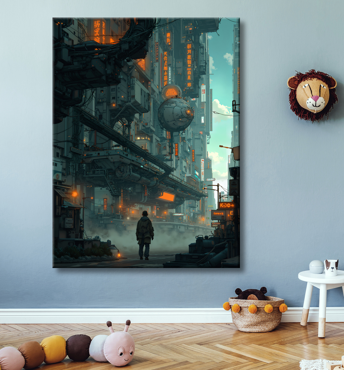 Tableau urbain futuriste : Métropole imaginaire impressionnante avec decor