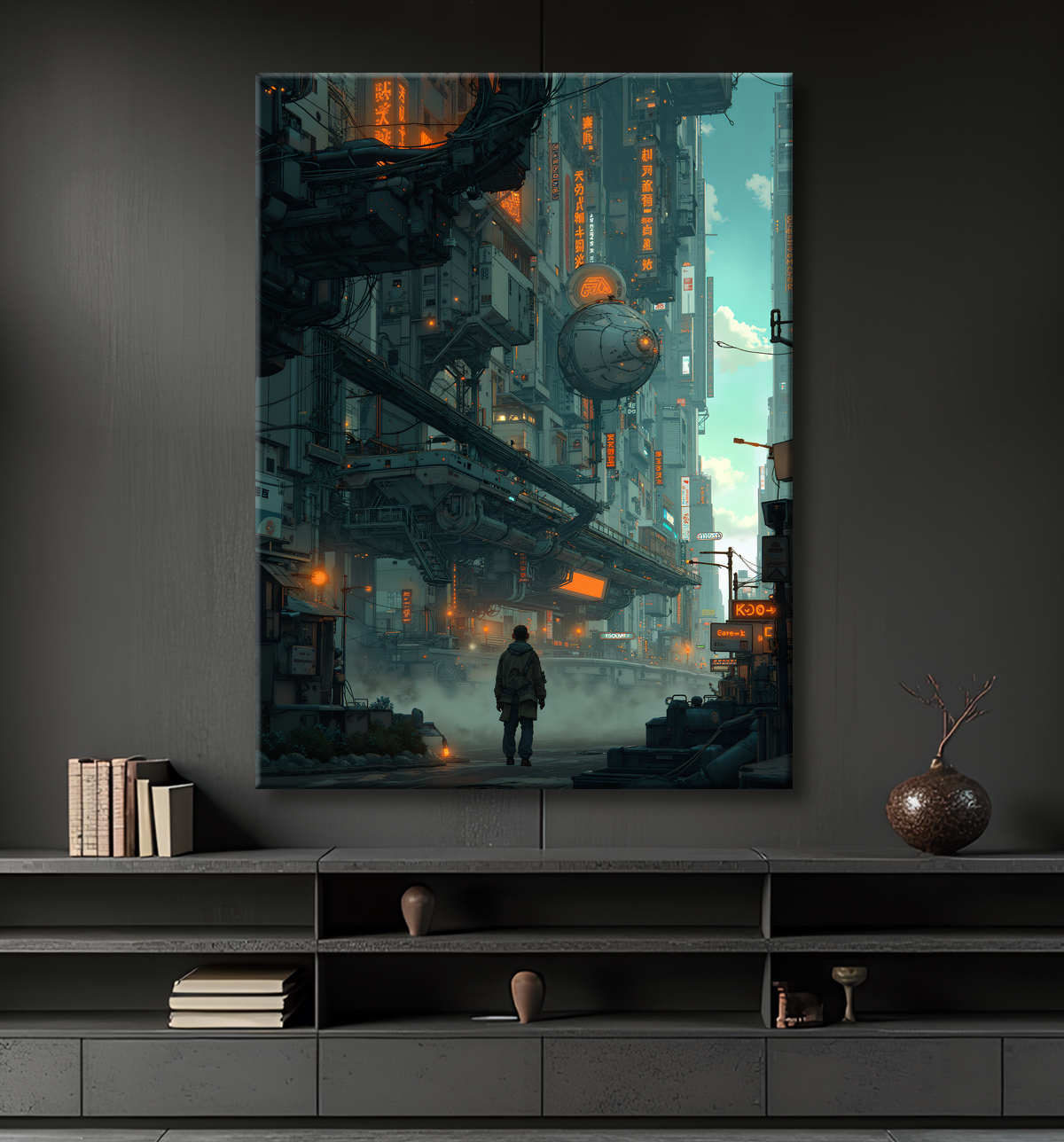 Tableau urbain futuriste : Métropole imaginaire impressionnante avec decor