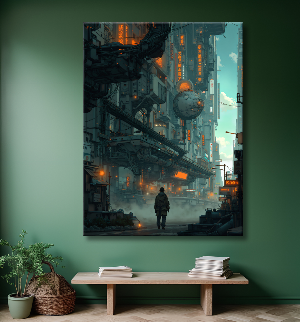 Tableau urbain futuriste : Métropole imaginaire impressionnante avec decor