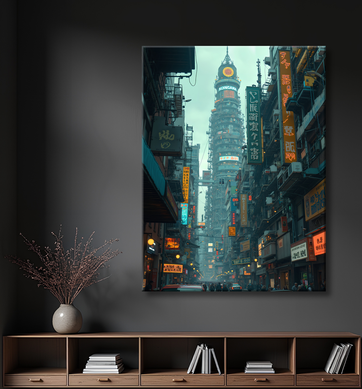 Tableau urbain futuriste : Métropole imaginaire impressionnante avec decor