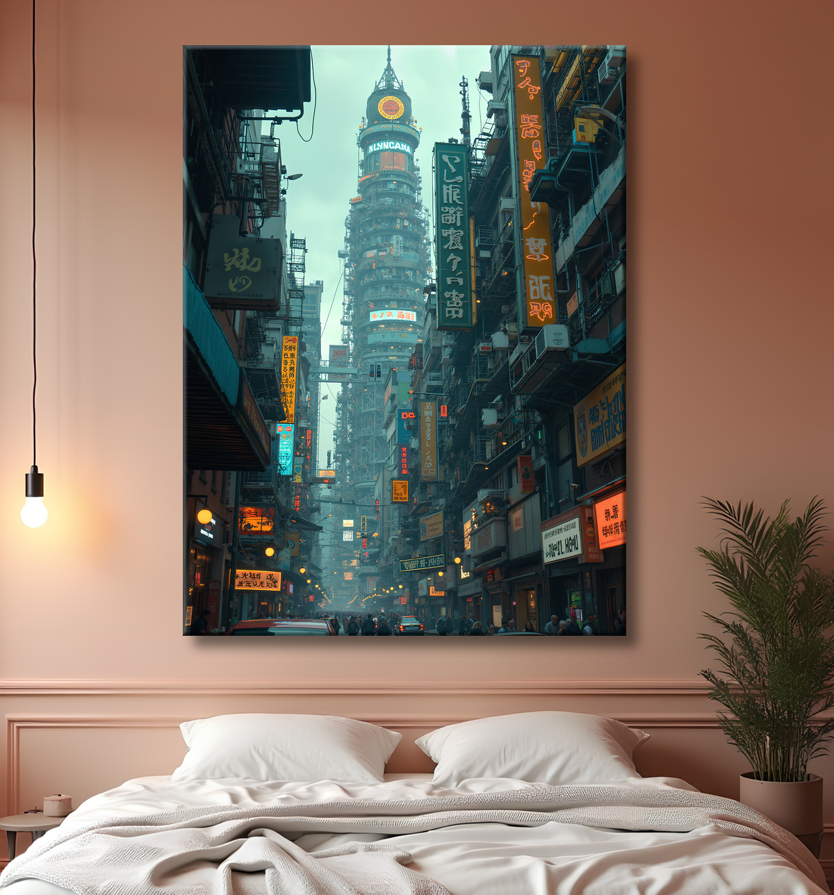 Tableau urbain futuriste : Métropole imaginaire impressionnante avec decor